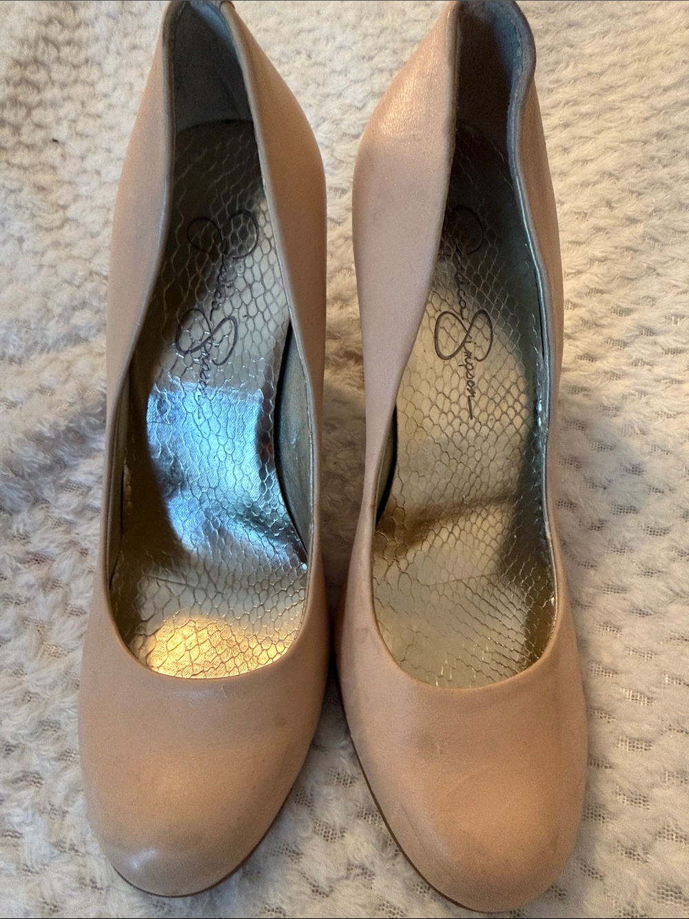 Jessica Simpson Blush Nude Round-Toe High Heels